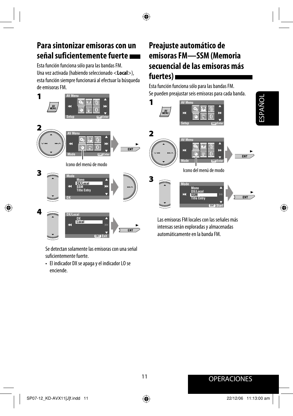 Operaciones, Español | JVC KD-AVX11 User Manual | Page 69 / 177