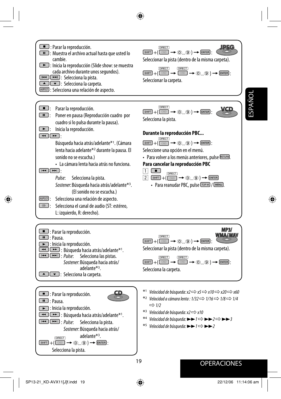 Operaciones, Español | JVC KD-AVX11 User Manual | Page 77 / 177