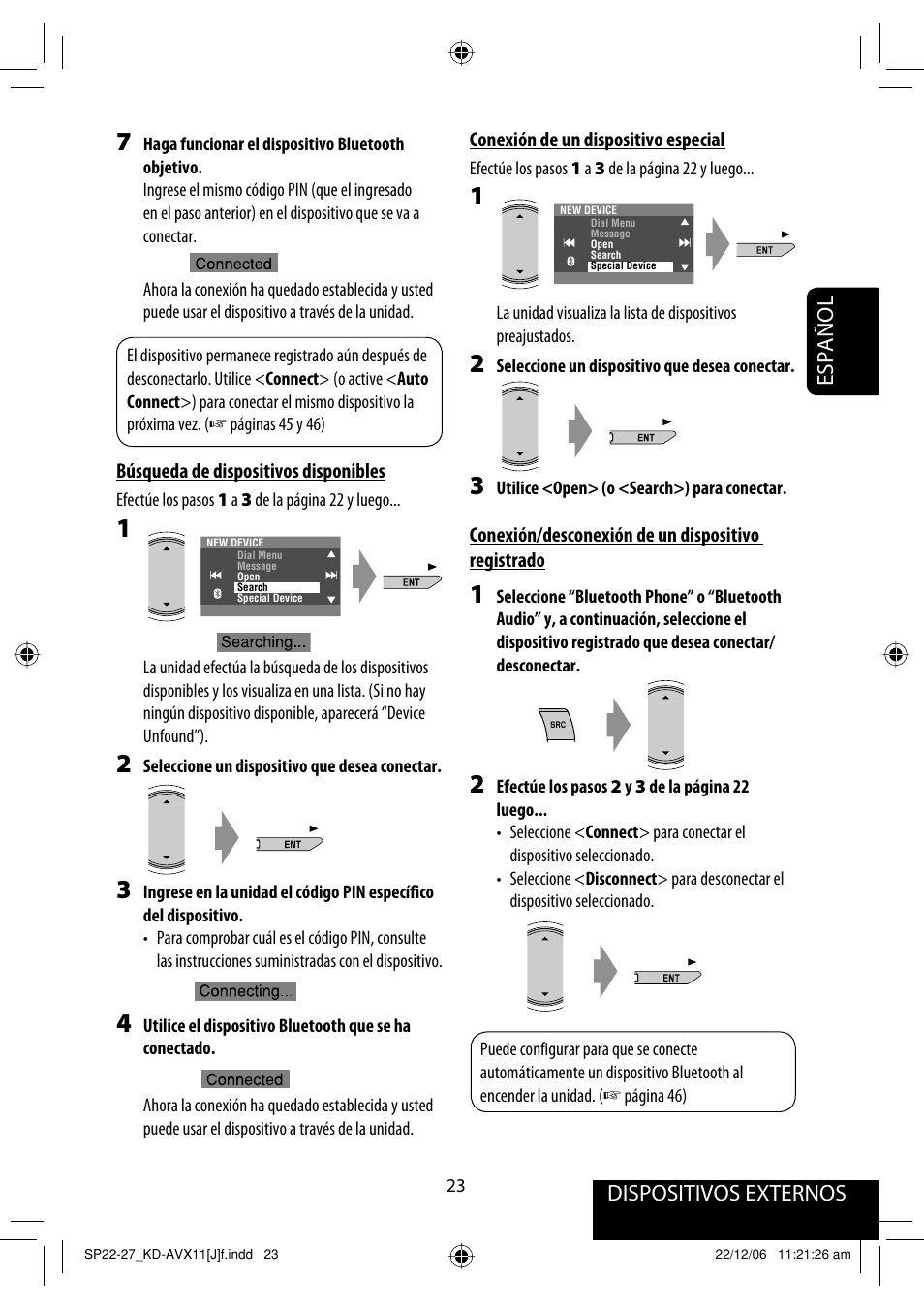 Dispositivos externos, Español | JVC KD-AVX11 User Manual | Page 81 / 177