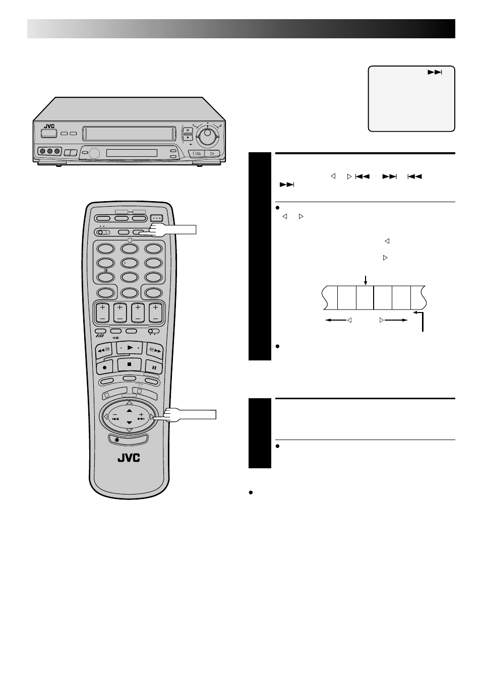 Activate index search, Display remaining time, Playback (cont.) | Index search, Tape remaining time | JVC PU30425 User Manual | Page 16 / 56