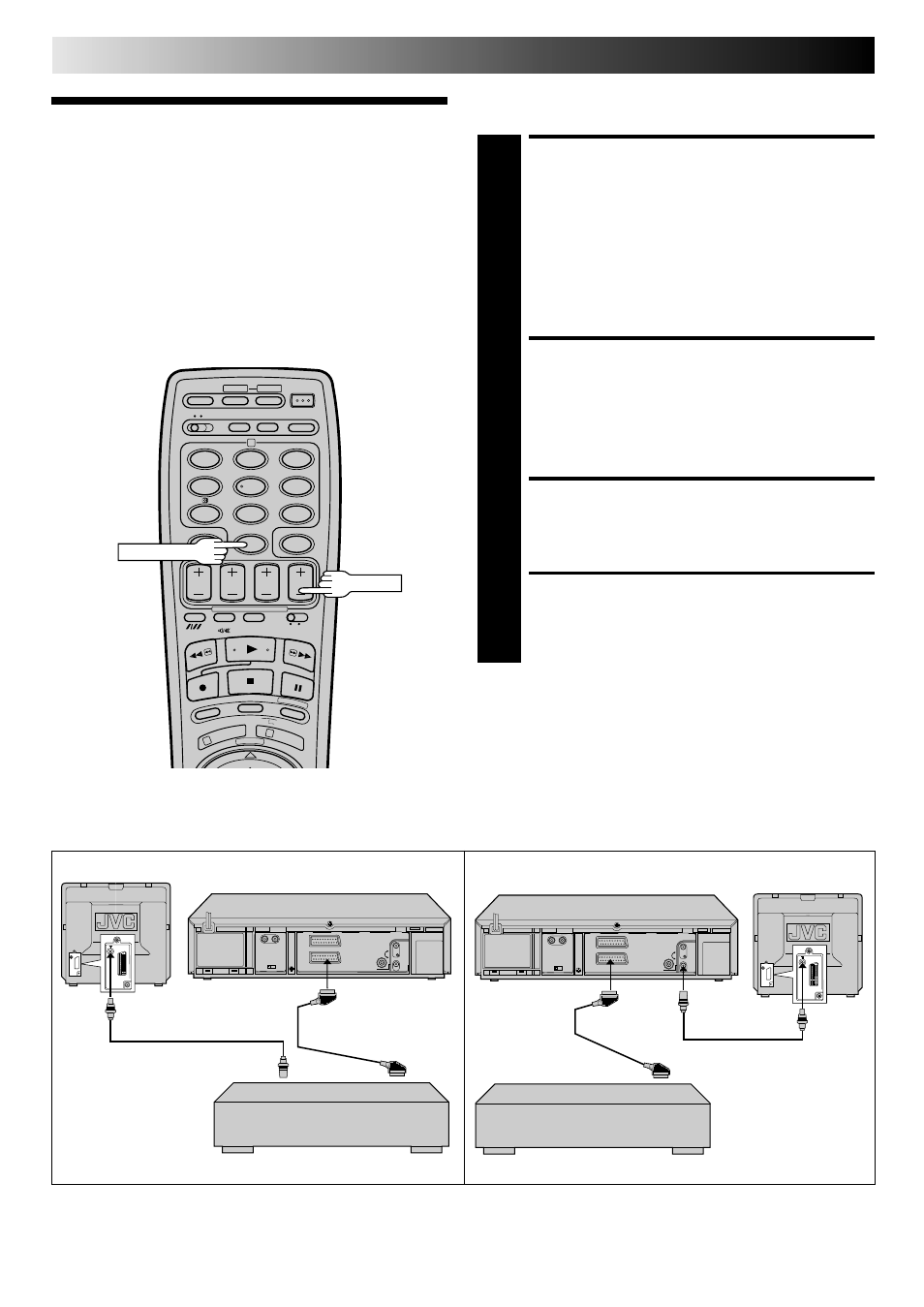 Edit to or from another video recorder, Make connections, Set recording deck’s input mode | Start source player, Start recording deck, Editing | JVC PU30425 User Manual | Page 34 / 56