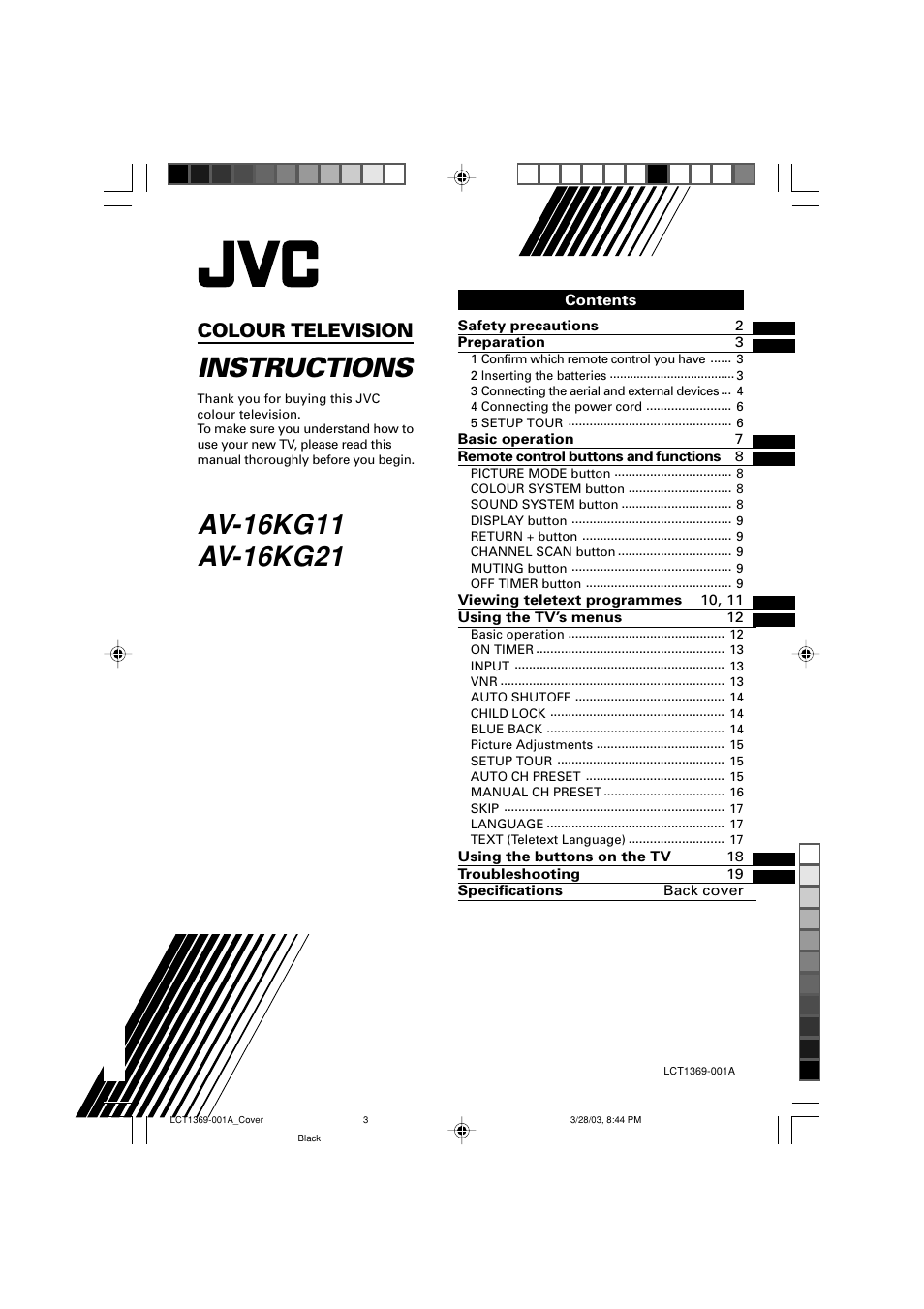 JVC AV-16KG11 User Manual | 20 pages
