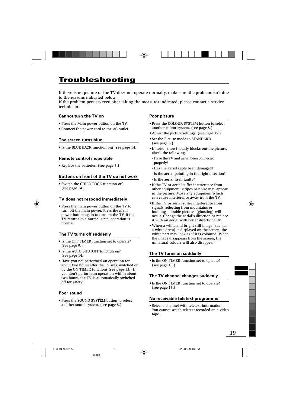 Troubleshooting | JVC AV-16KG11 User Manual | Page 19 / 20