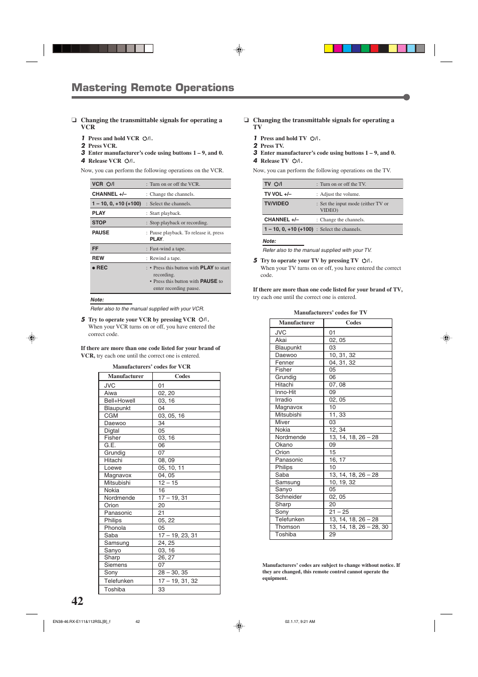 Mastering remote operations | JVC LVT0858-001A User Manual | Page 46 / 51