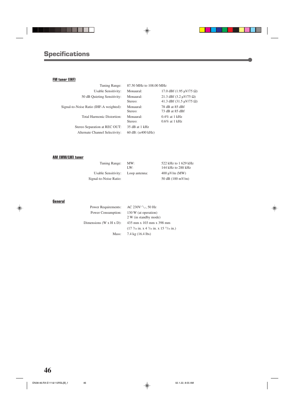 Specifications | JVC LVT0858-001A User Manual | Page 50 / 51