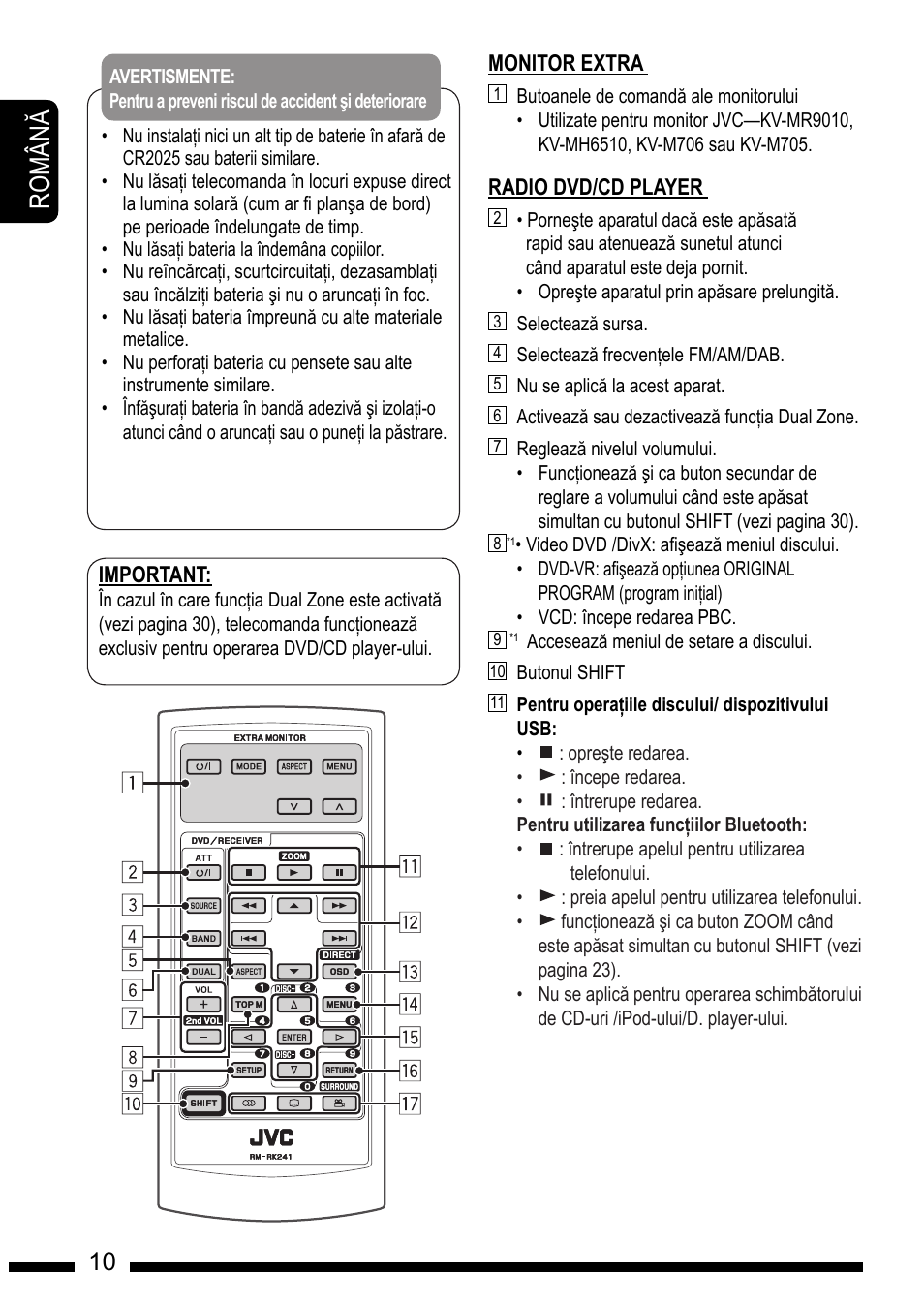 Ro m â n, En g l is h | JVC KD-DV7301 User Manual | Page 10 / 63