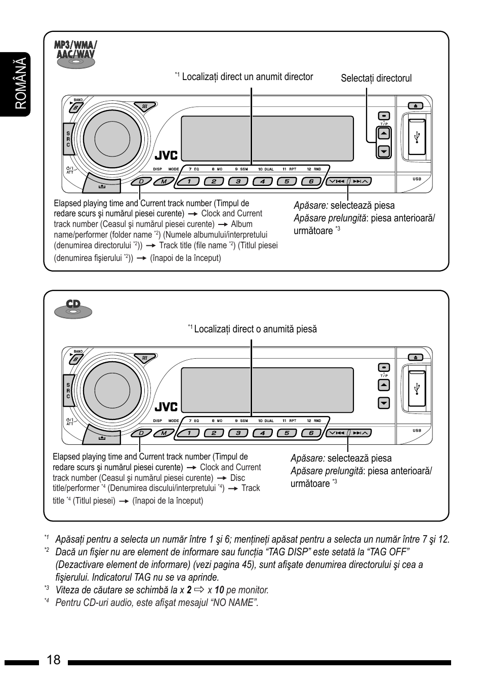 Ro m â n, En g l is h | JVC KD-DV7301 User Manual | Page 18 / 63