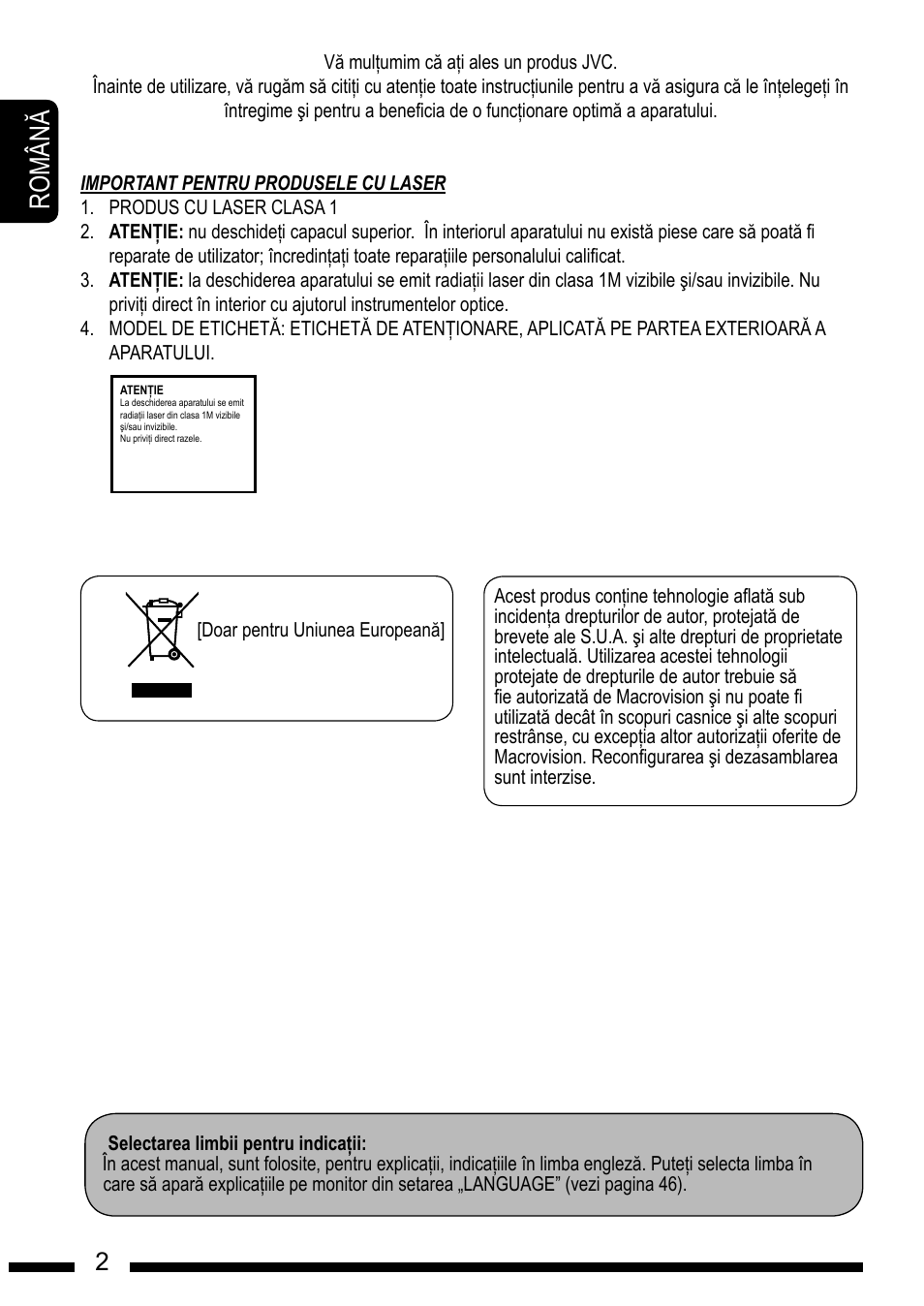 Ro m â n, En g l is h | JVC KD-DV7301 User Manual | Page 2 / 63