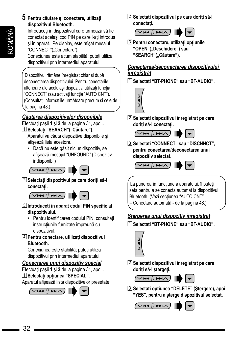Using the bluetooth ® devices, Registering a bluetooth device 2, Ro m â n | JVC KD-DV7301 User Manual | Page 32 / 63
