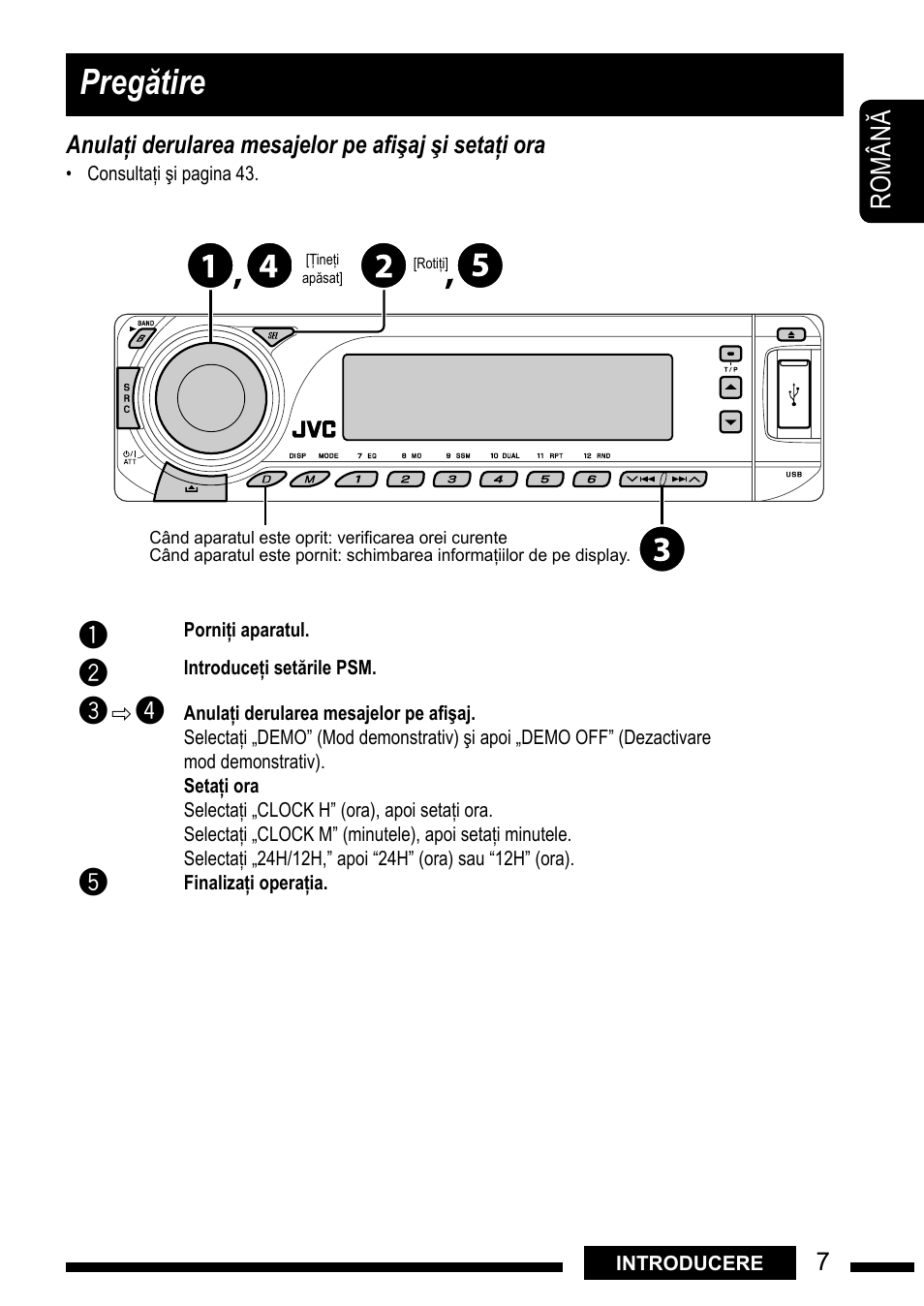 Preg"tire, Ro m â n | JVC KD-DV7301 User Manual | Page 7 / 63