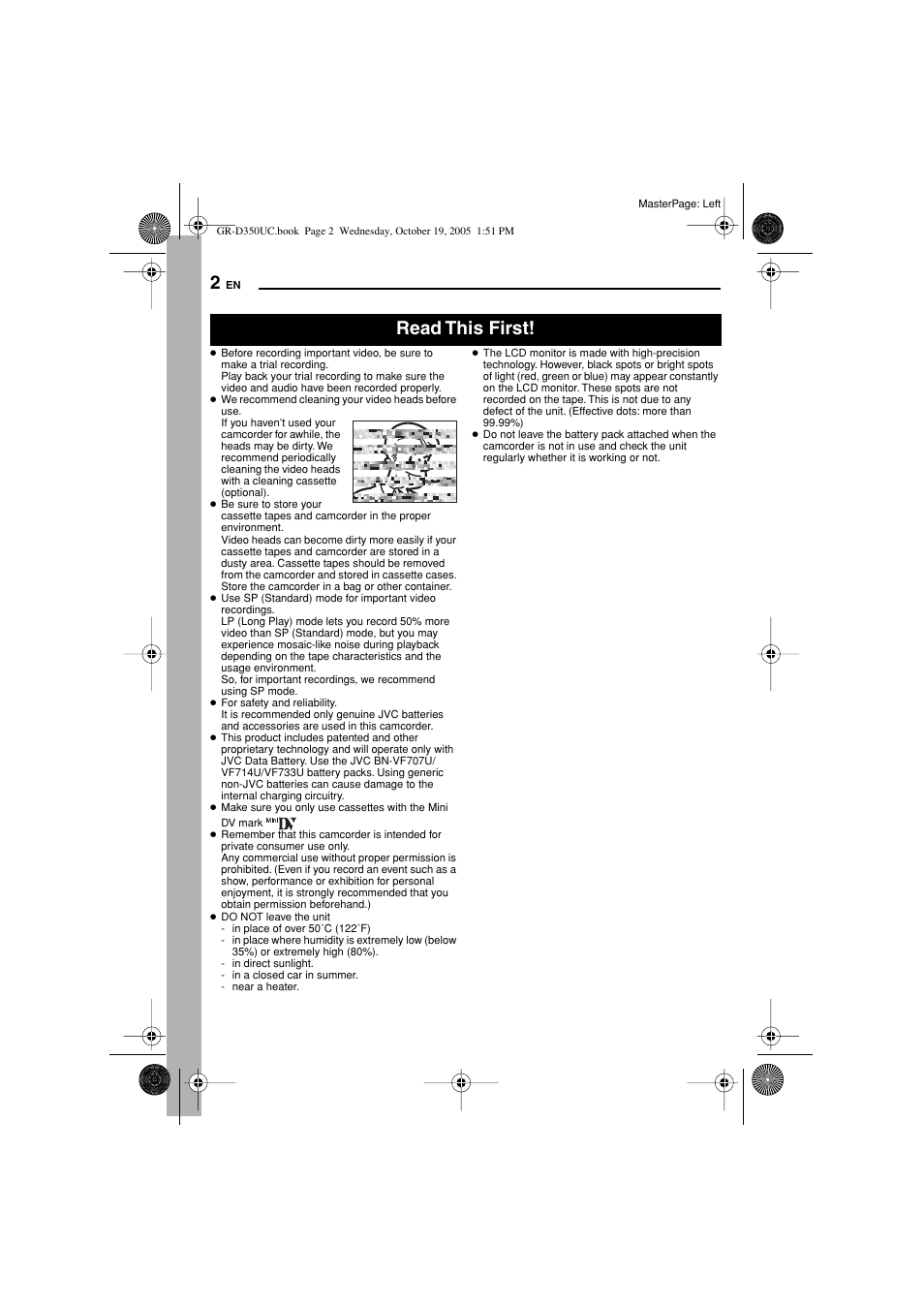 Read this first | JVC 1105ASR-NF-VM User Manual | Page 2 / 44