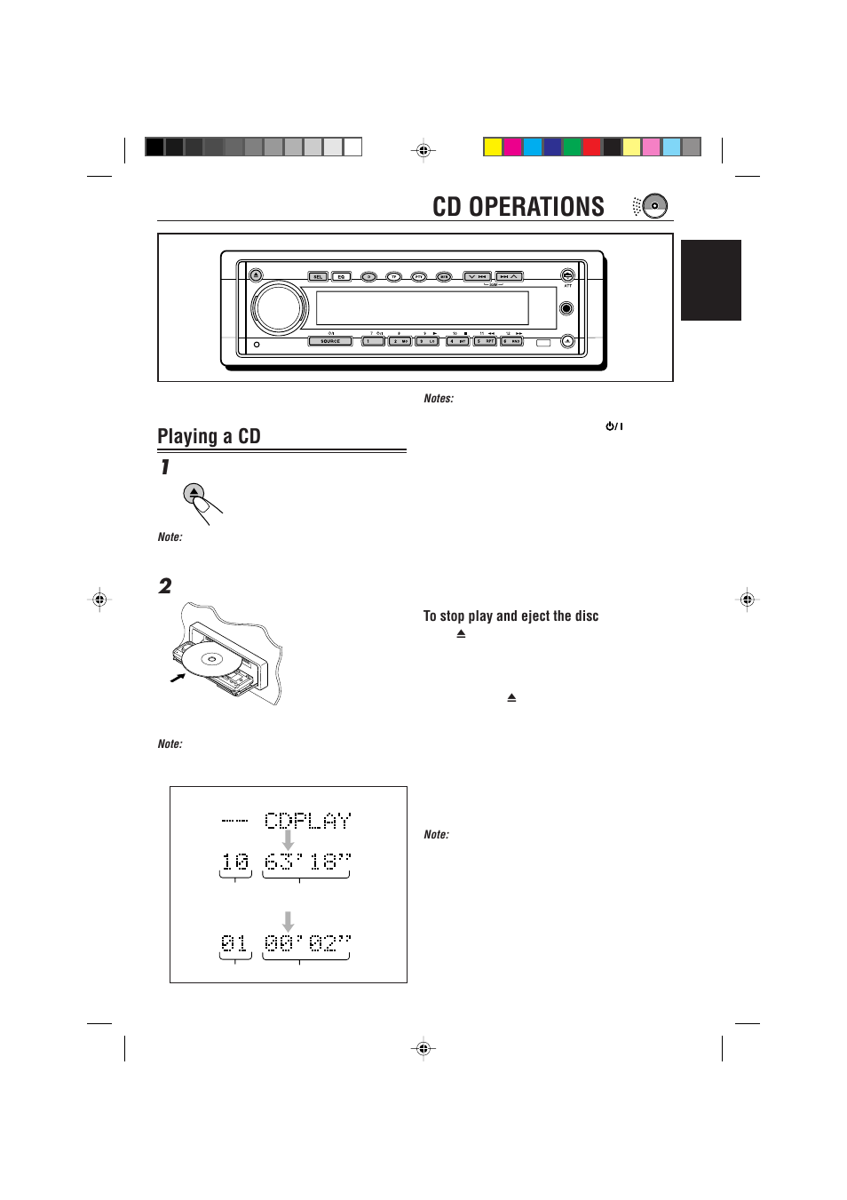 Cd operations, Playing a cd, Playing a cd 1 | JVC CD Receiver KD-SH99R User Manual | Page 17 / 50