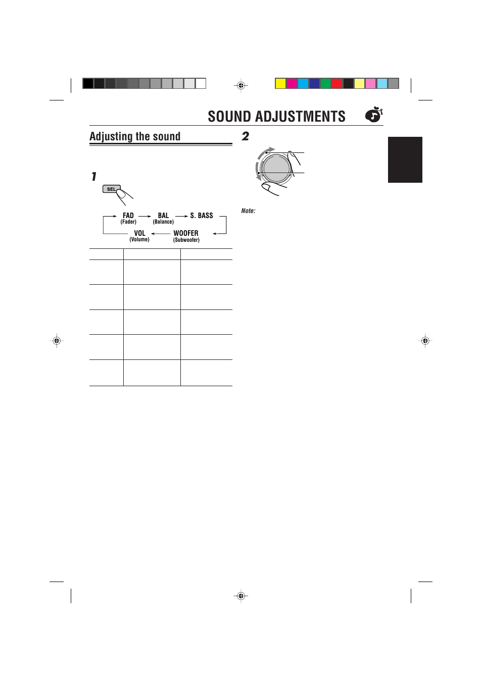 Sound adjustments, Adjusting the sound | JVC CD Receiver KD-SH99R User Manual | Page 27 / 50