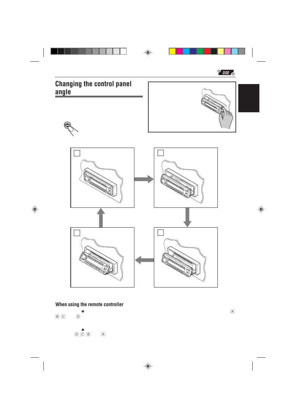 Changing the control panel angle, Ab d c | JVC CD Receiver KD-SH99R User Manual | Page 35 / 50