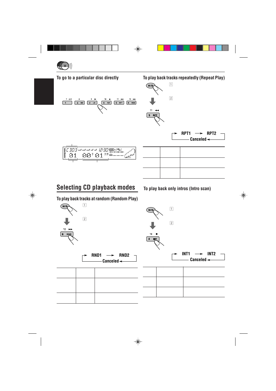 Selecting cd playback modes, English to go to a particular disc directly | JVC CD Receiver KD-SH99R User Manual | Page 40 / 50