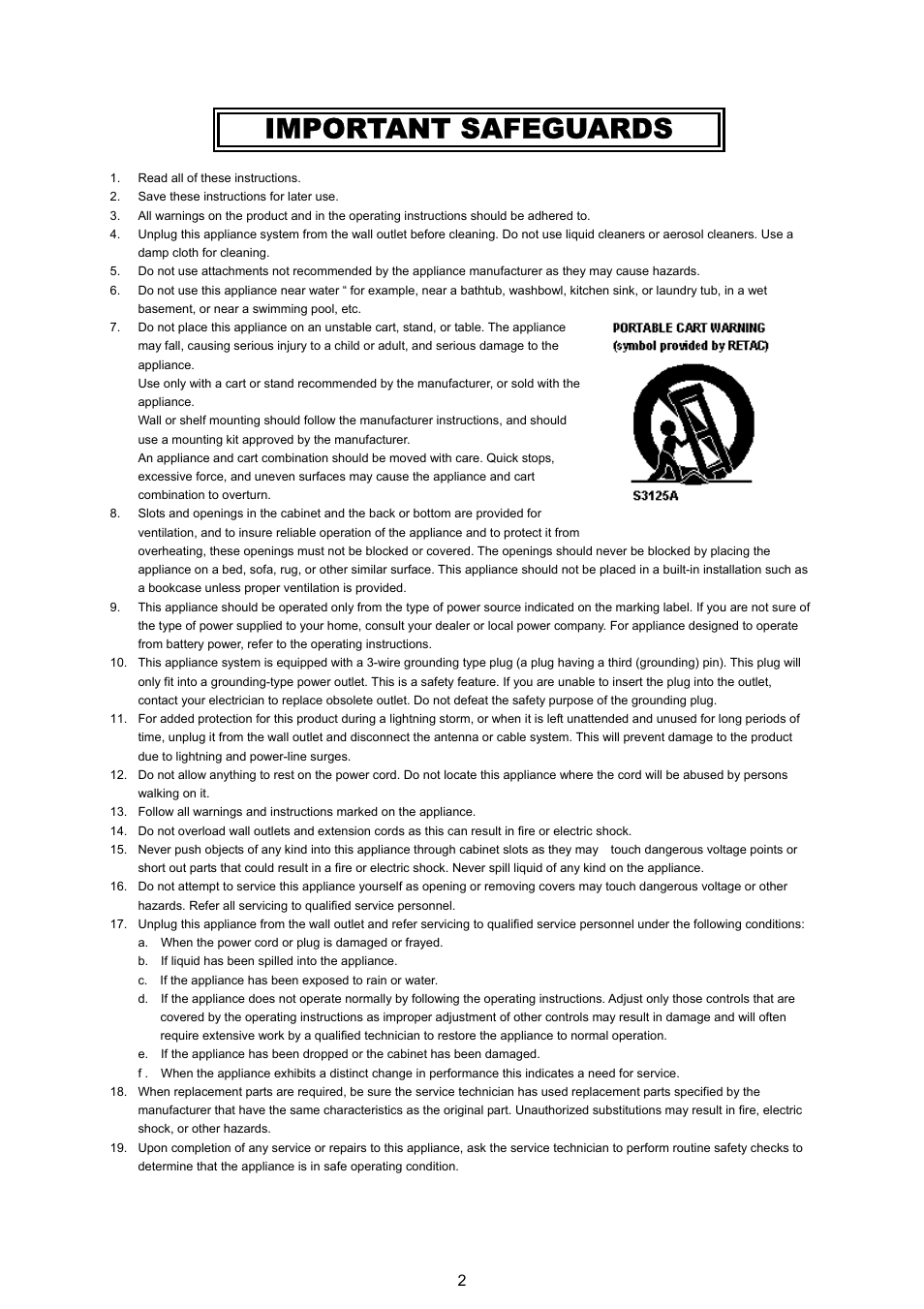 Important safeguards | JVC VR 601 User Manual | Page 2 / 81