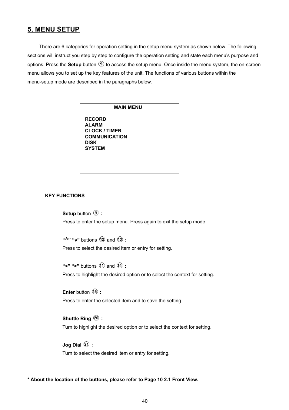 Menu setup | JVC VR 601 User Manual | Page 40 / 81