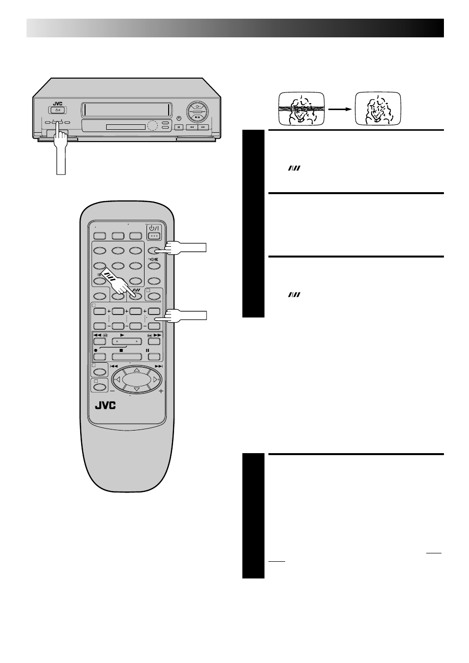 Override automatic tracking, Adjust tracking manually, Return to automatic tracking | Activate instant review, Playback (cont.), Manual tracking, Instant review | JVC HR-J645ES User Manual | Page 14 / 56