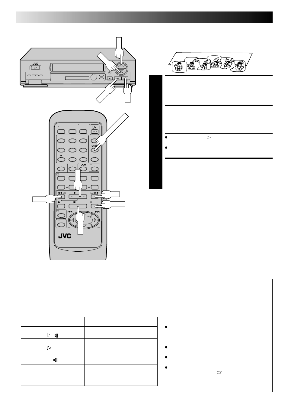 Start playback, Activate repeat playback, Stop playback | Playback (cont.), Repeat playback, Soundtrack selection (hr-j645ek/es only) | JVC HR-J645ES User Manual | Page 16 / 56