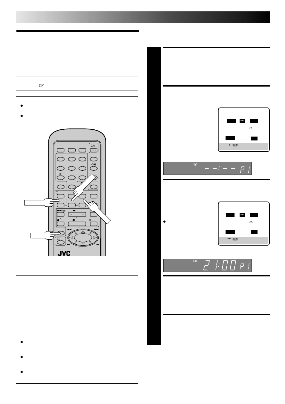 Regular timer programming, Access timer programming screen, Access programme screen | Enter programme start time, Enter programme stop time, Enter programme date, Timer recording(cont.), Pdc recording | JVC HR-J645ES User Manual | Page 24 / 56