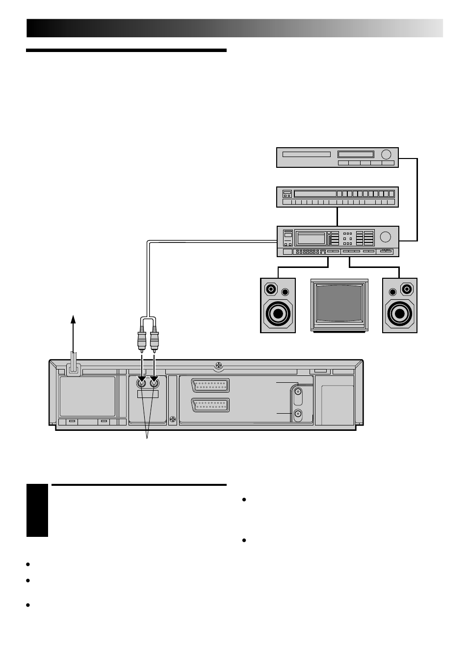 Connection to a stereo system (hr-j645ek/es only), Make connections, System connections | Cautions | JVC HR-J645ES User Manual | Page 31 / 56