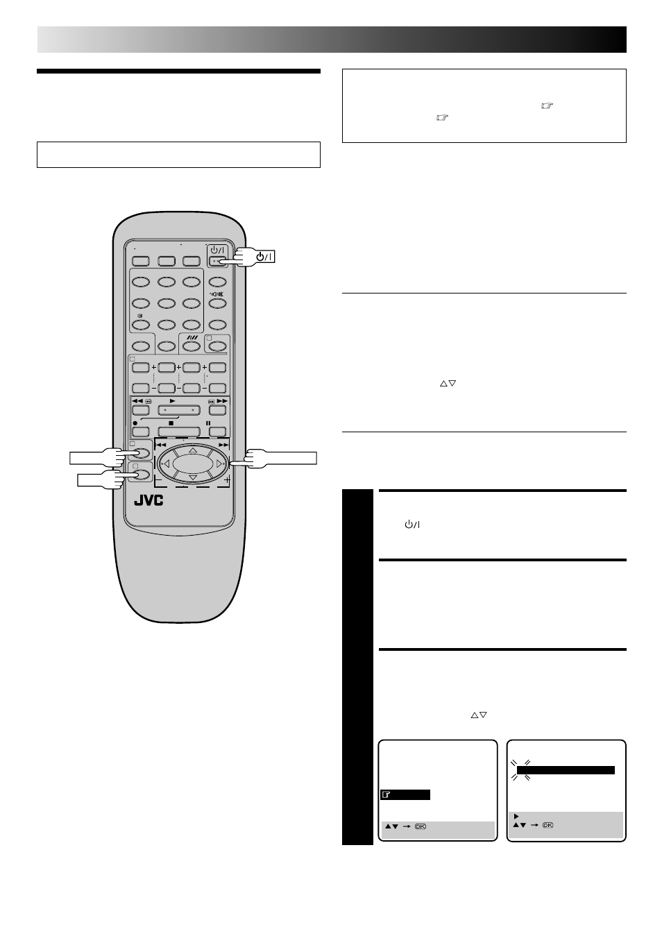 Turn the recorder on, Access main menu screen, Access clock set screen | Clock set, Preparation | JVC HR-J645ES User Manual | Page 44 / 56