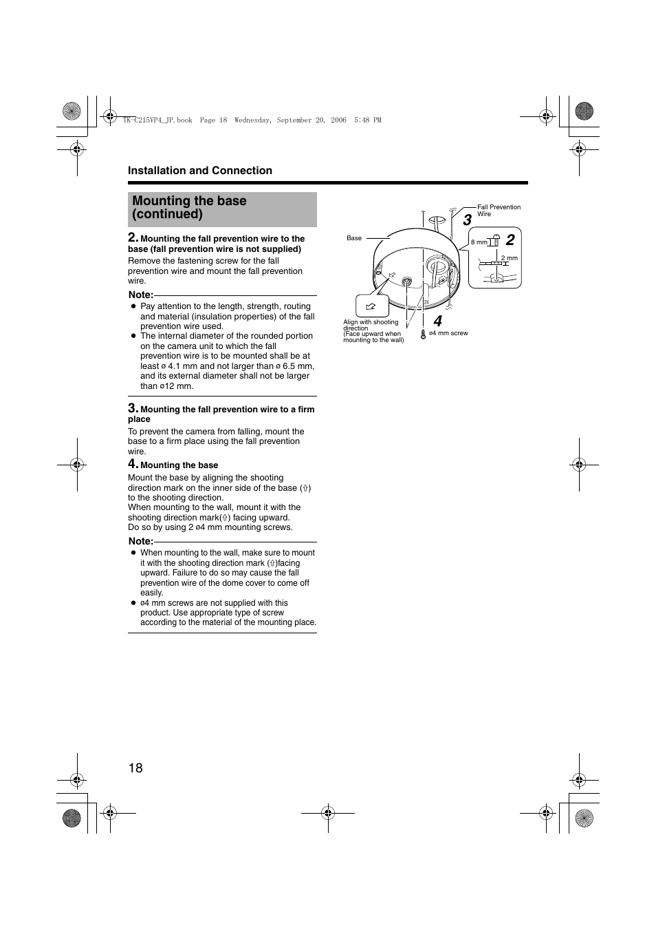 Mounting the base (continued) | JVC TK-C215VP4 User Manual | Page 22 / 36