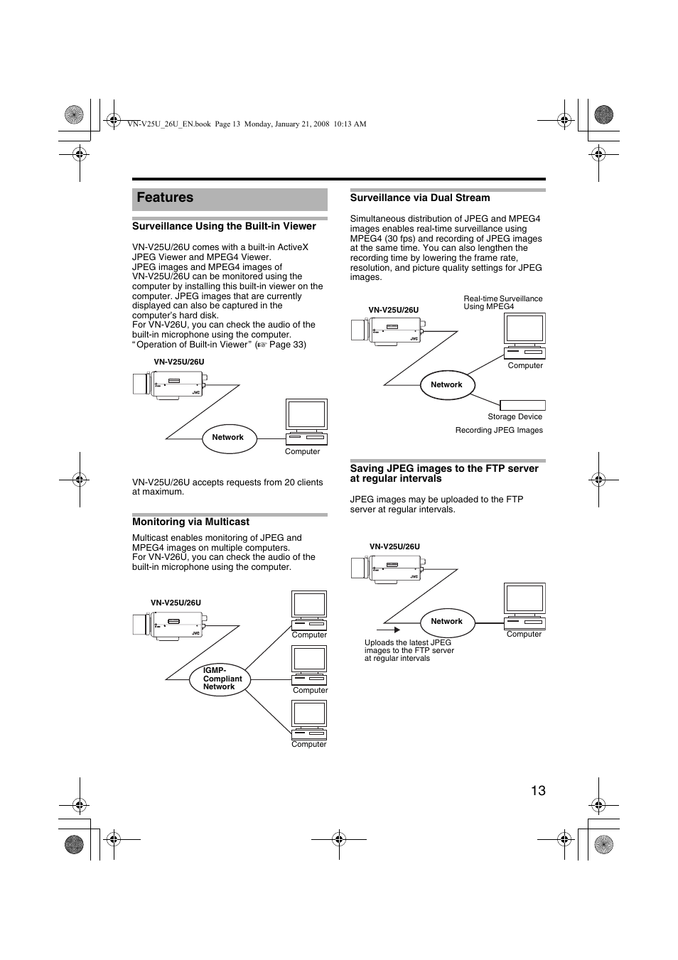 Features | JVC VN-V25U User Manual | Page 13 / 48