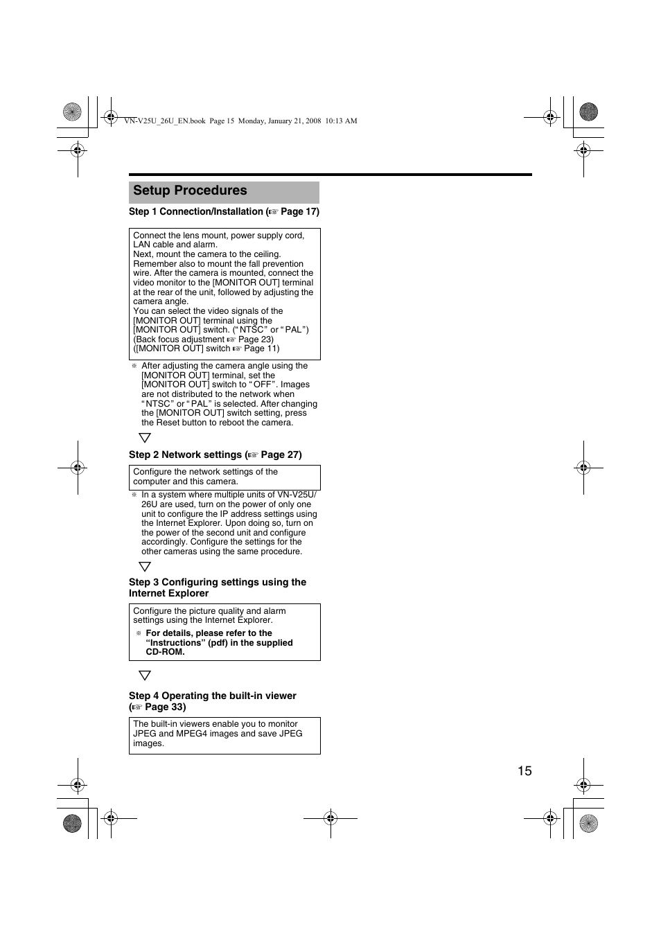 Setup procedures | JVC VN-V25U User Manual | Page 15 / 48