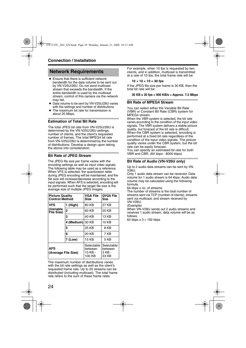 Network requirements | JVC VN-V25U User Manual | Page 24 / 48
