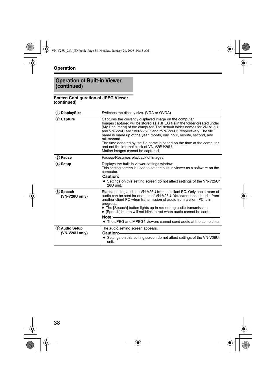 Operation of built-in viewer (continued) | JVC VN-V25U User Manual | Page 38 / 48