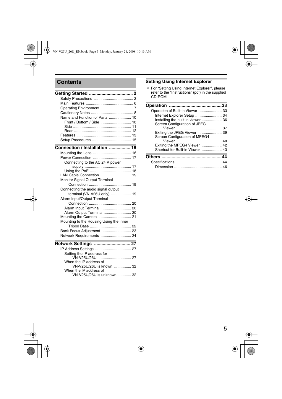 JVC VN-V25U User Manual | Page 5 / 48