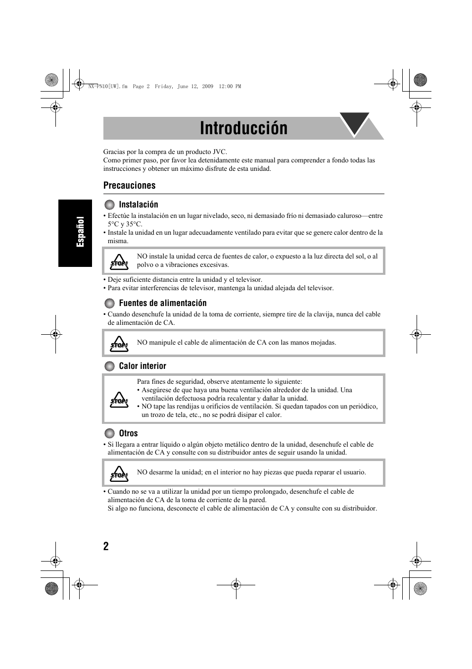 Introducción | JVC 0609YAMMDWBET User Manual | Page 30 / 77