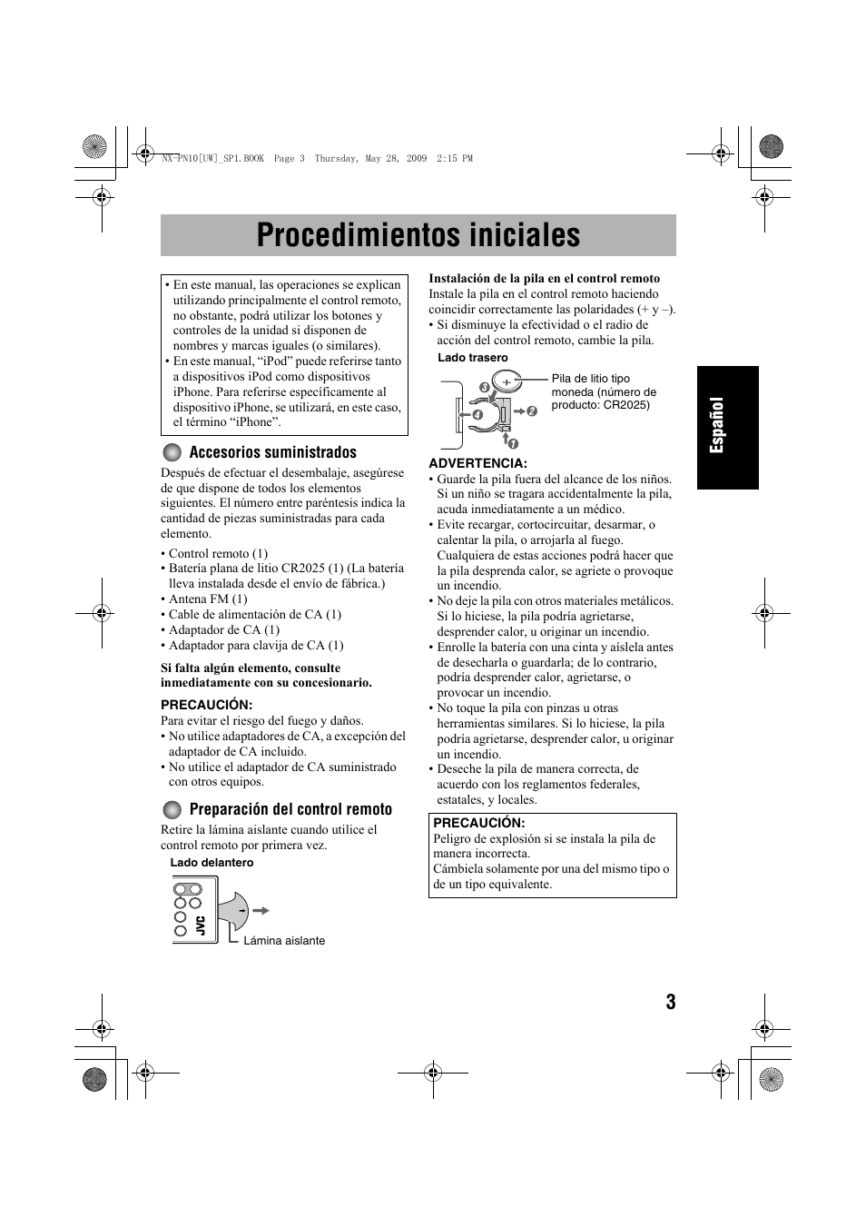 Procedimientos iniciales | JVC 0609YAMMDWBET User Manual | Page 31 / 77