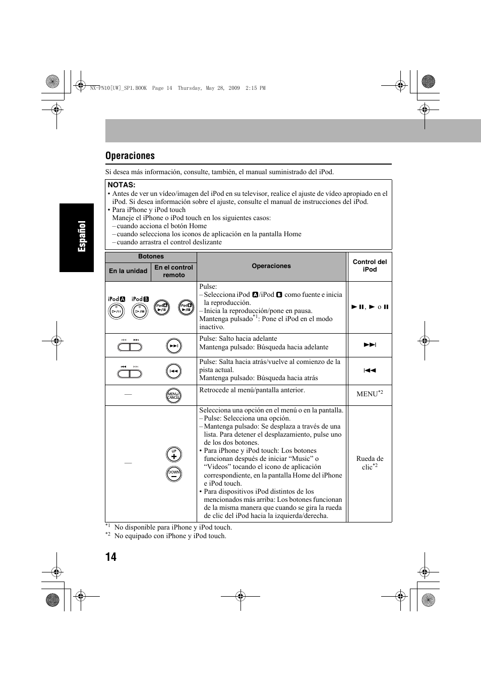 Operaciones | JVC 0609YAMMDWBET User Manual | Page 42 / 77