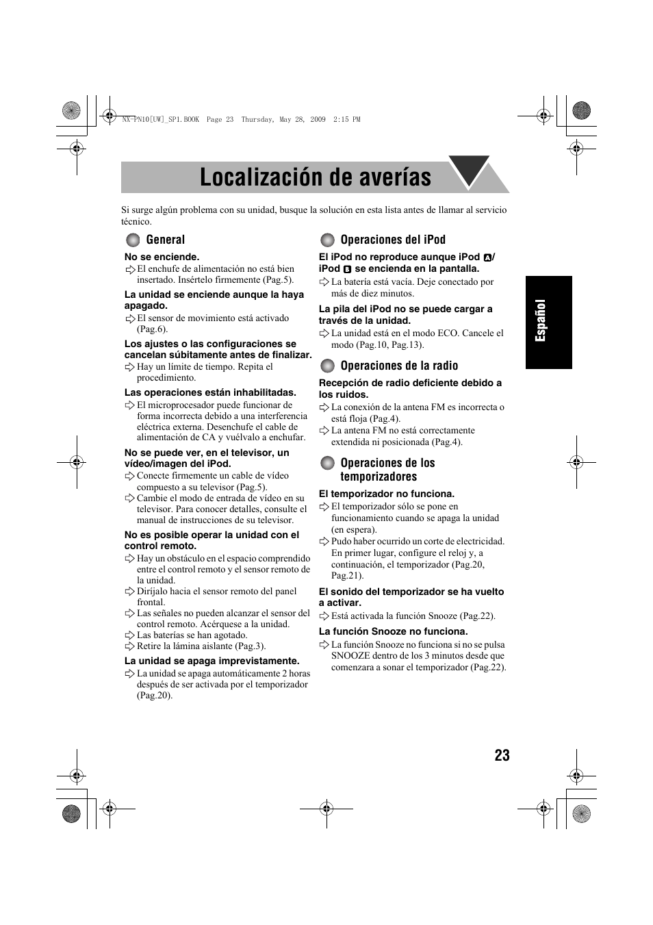 Localización de averías | JVC 0609YAMMDWBET User Manual | Page 51 / 77