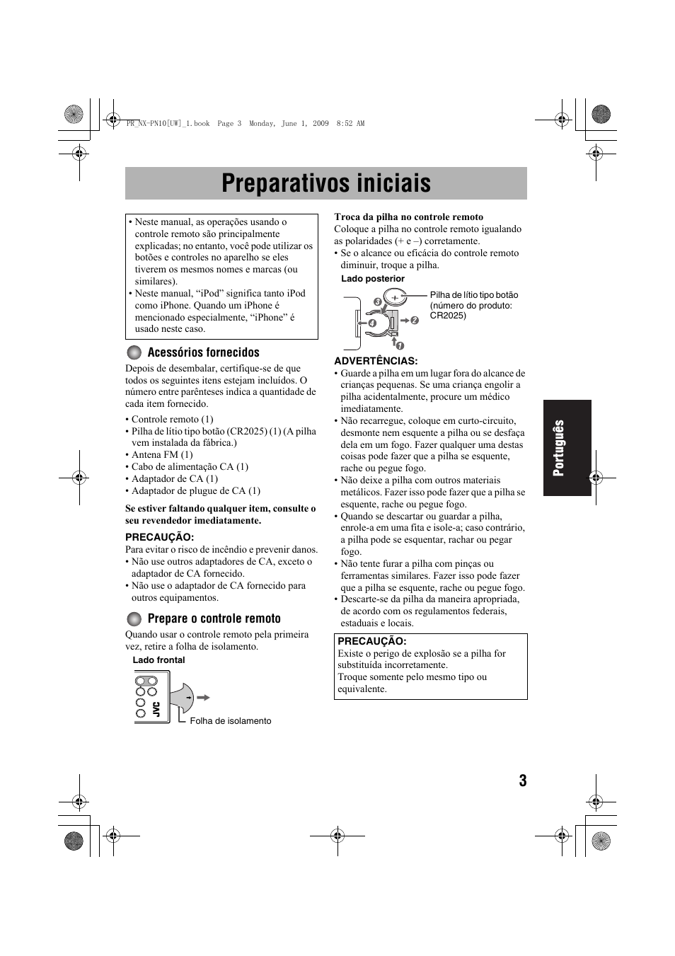 Preparativos iniciais | JVC 0609YAMMDWBET User Manual | Page 55 / 77