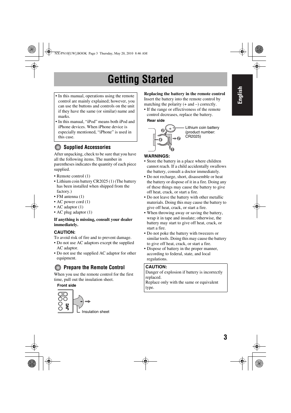 Getting started | JVC 0609YAMMDWBET User Manual | Page 7 / 77