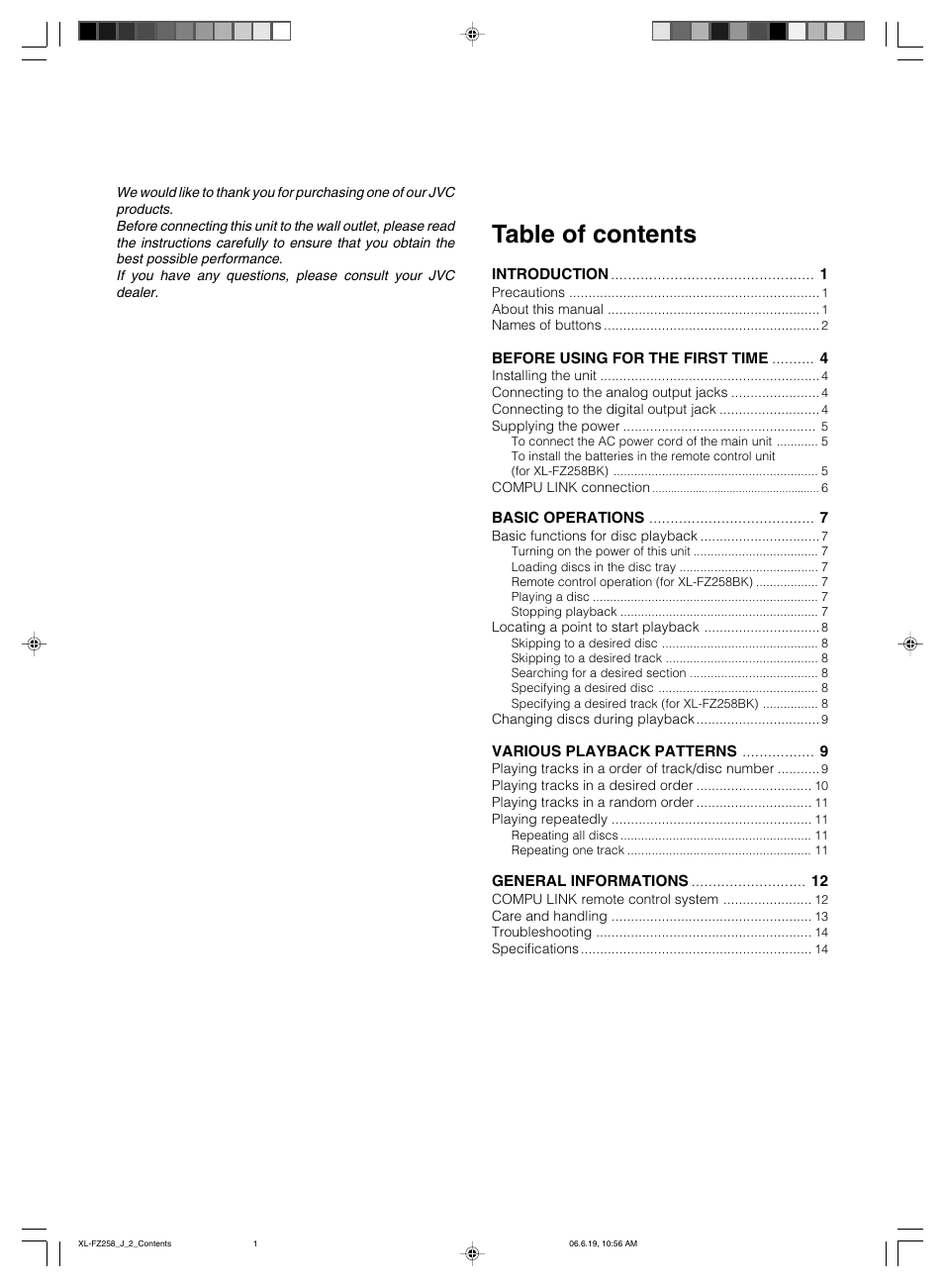 JVC XL-FZ258BK User Manual | Page 3 / 20