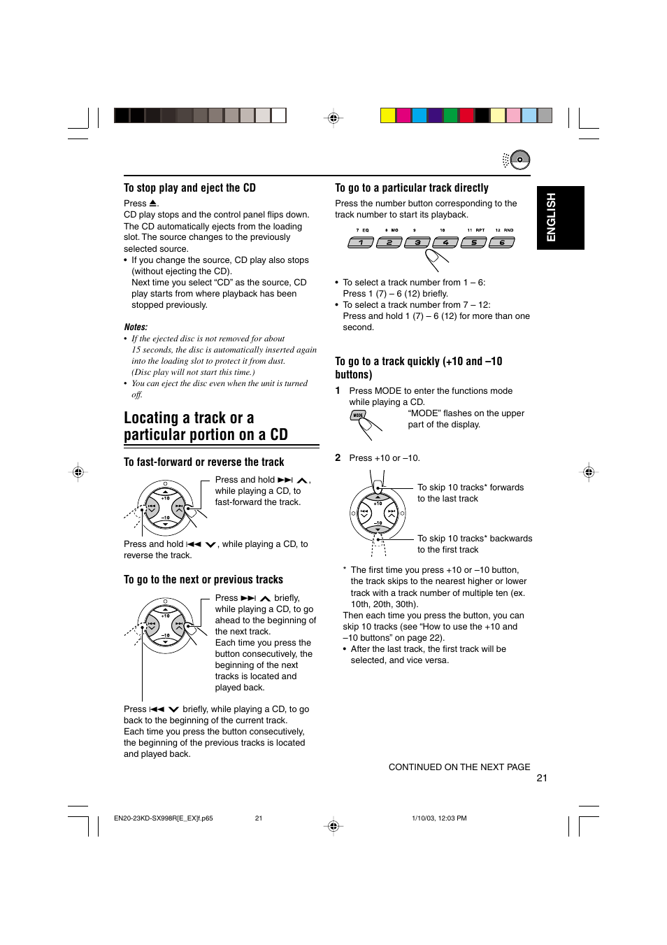 Locating a track or a particular portion on a cd | JVC CD Receiver KD-SX997R User Manual | Page 21 / 56