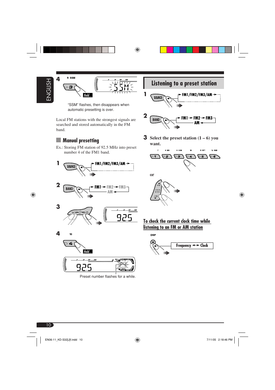 Listening to a preset station | JVC GET0321-001A User Manual | Page 10 / 54