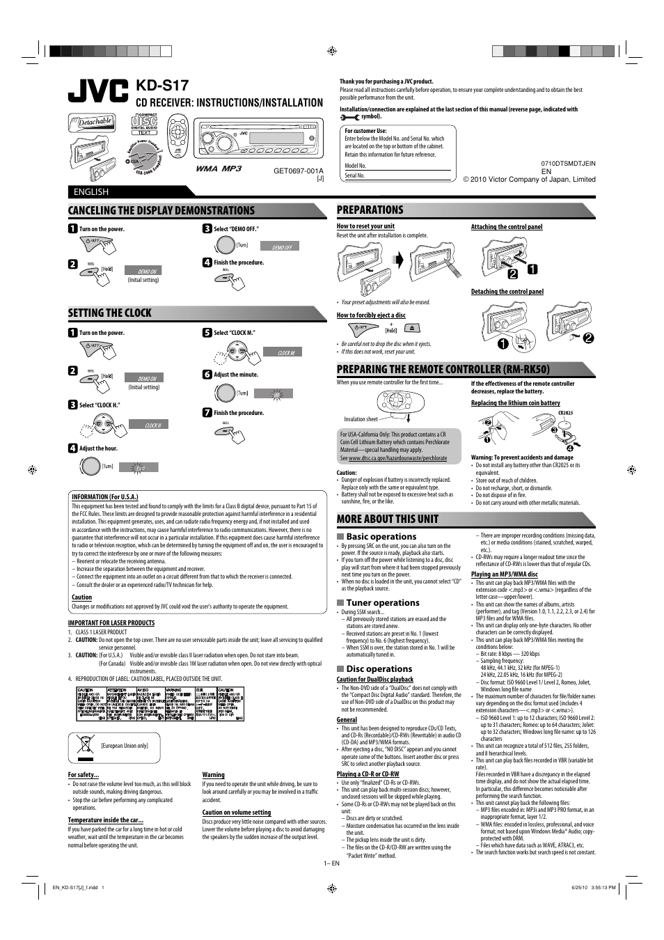 JVC GET0697-001A User Manual | 4 pages