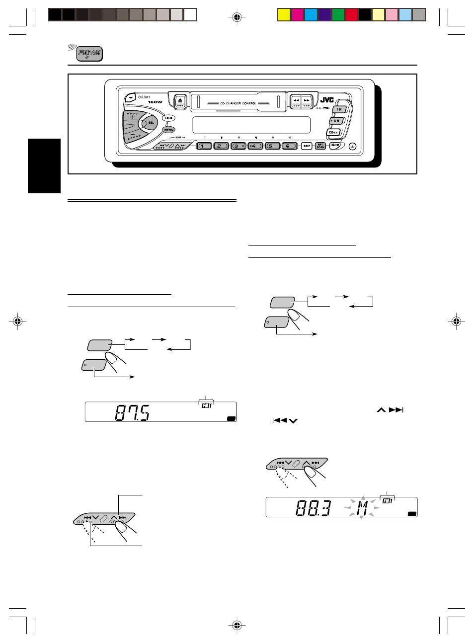 Operaciones basicas de la radio, Para escuchar la radio | JVC KS-FX210 User Manual | Page 24 / 56