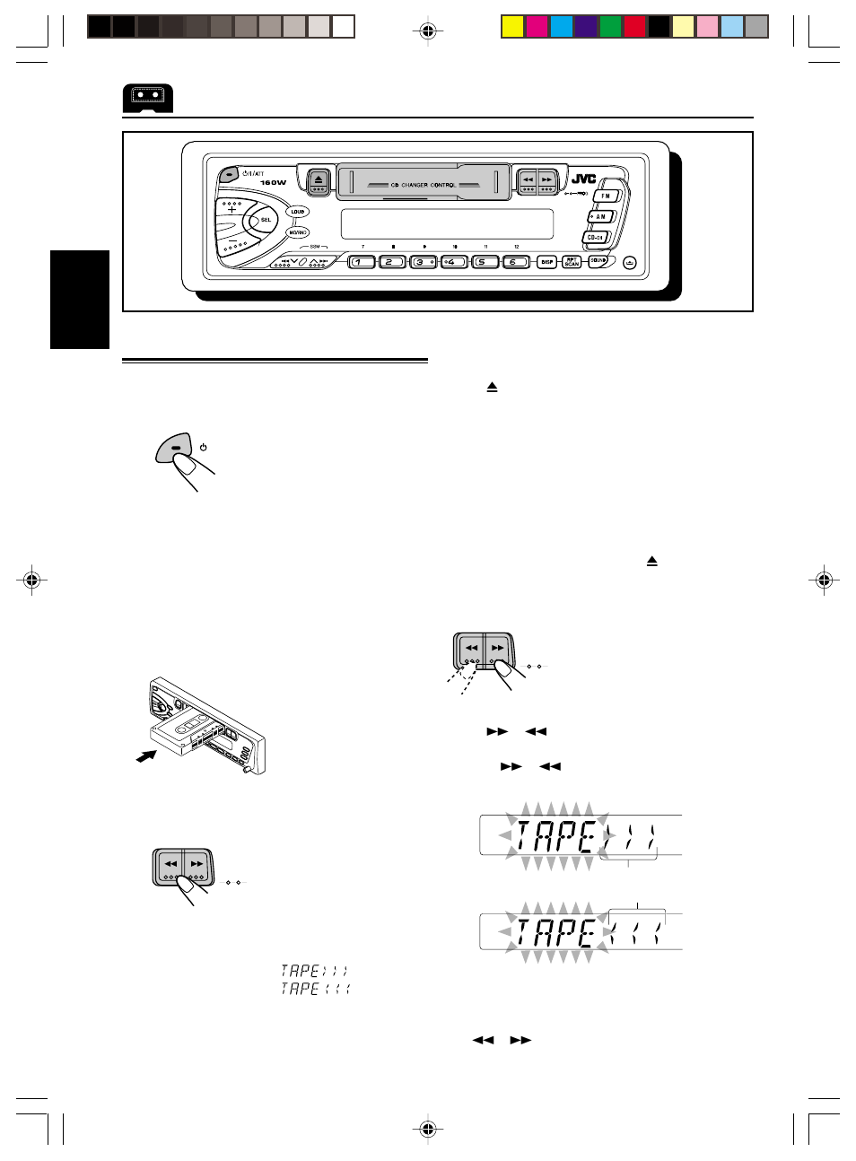 Operacion de la cinta, Para escuchar un cassette | JVC KS-FX210 User Manual | Page 28 / 56