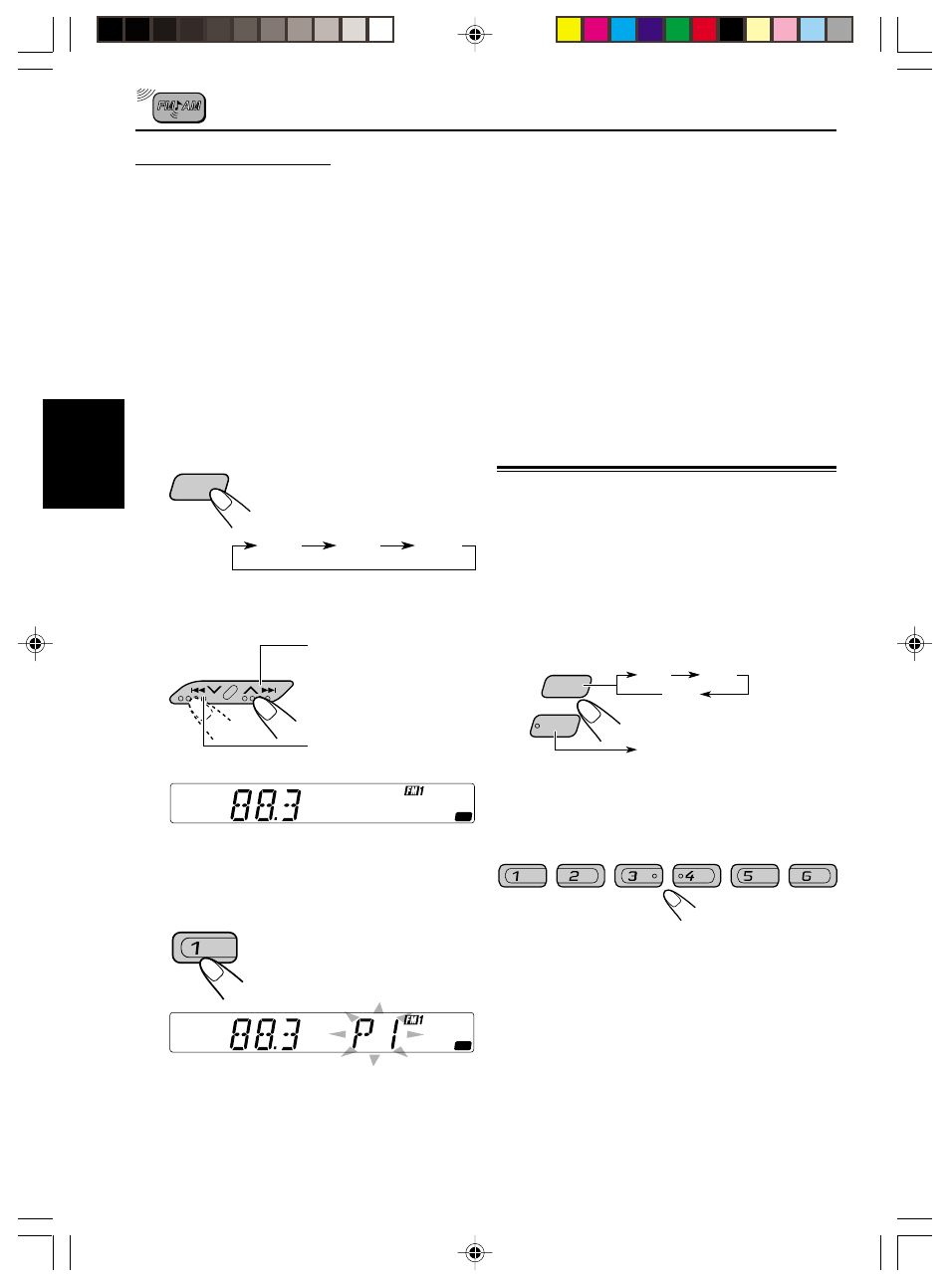 Accord d’une station preselectionnee, Accord d’une station présélectionnée, Présélection manuelle | JVC KS-FX210 User Manual | Page 44 / 56