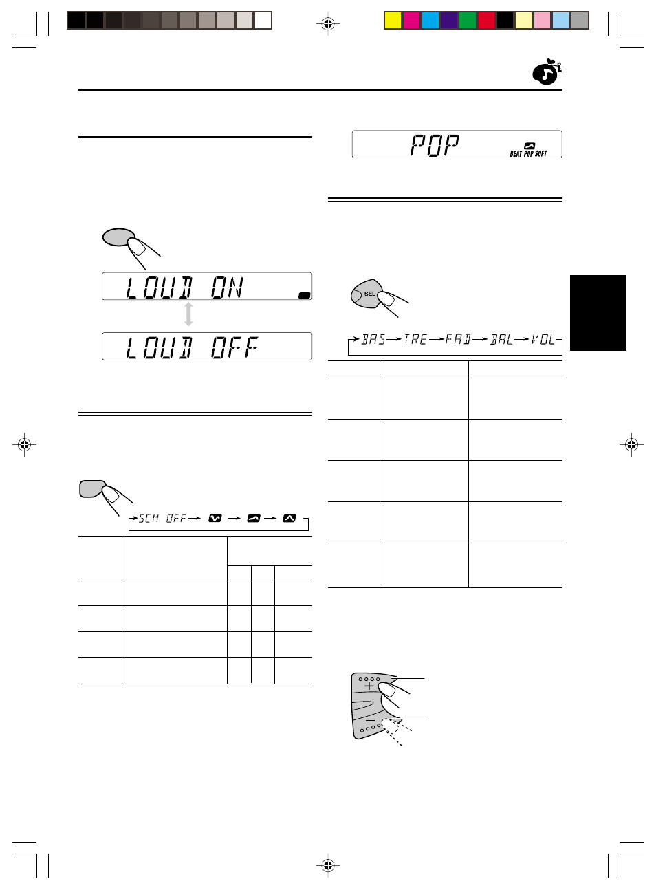 Ajustement du son, Mise en/hors service de la fonction loudness, Selection des modes sonores preregles | Sélection des modes sonores préréglés, Français | JVC KS-FX210 User Manual | Page 47 / 56