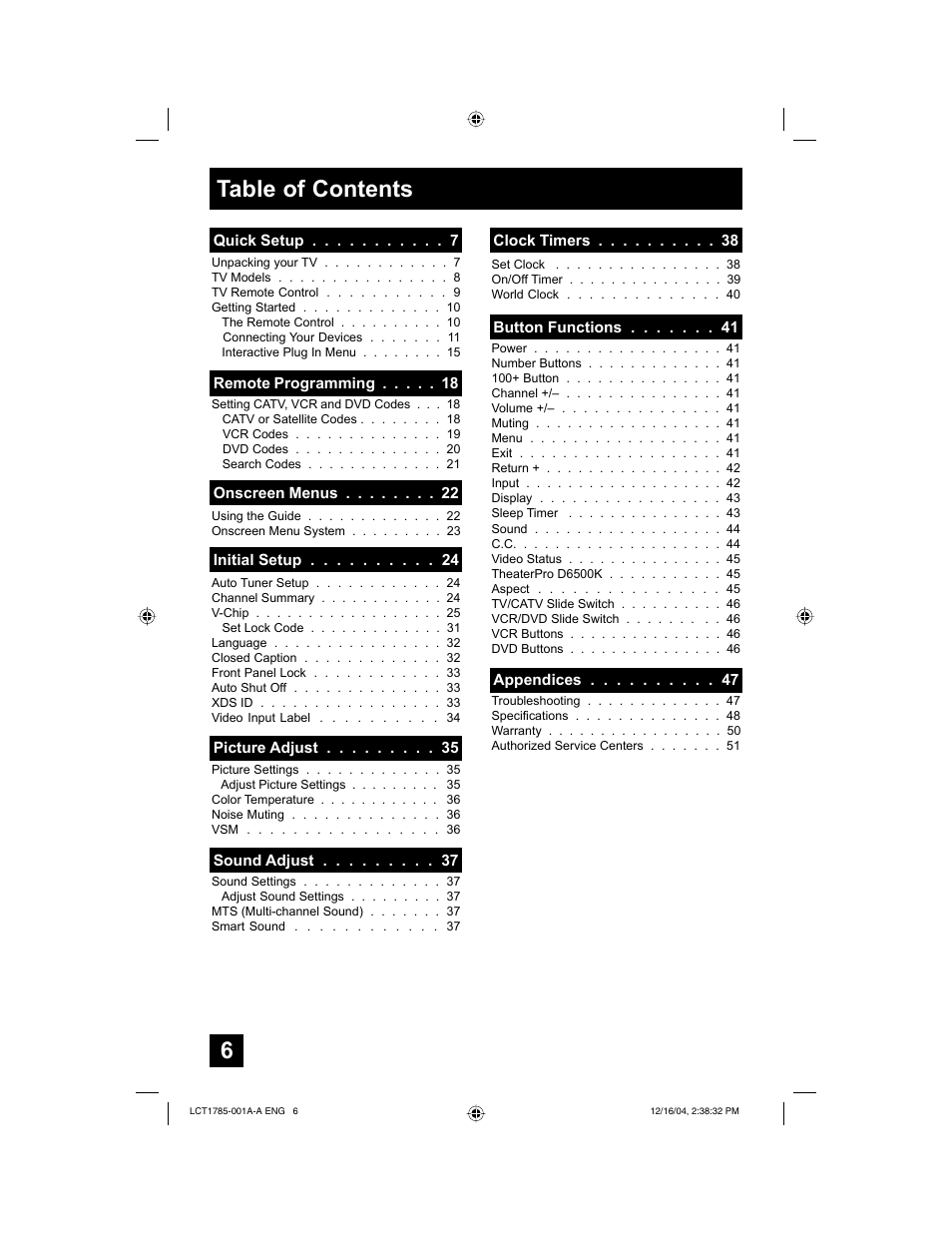 JVC AV 20F476 User Manual | Page 6 / 52