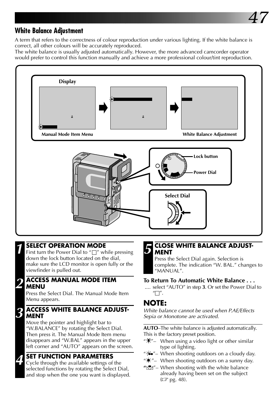 White balance adjustment | JVC GR-DVX PRO User Manual | Page 47 / 84