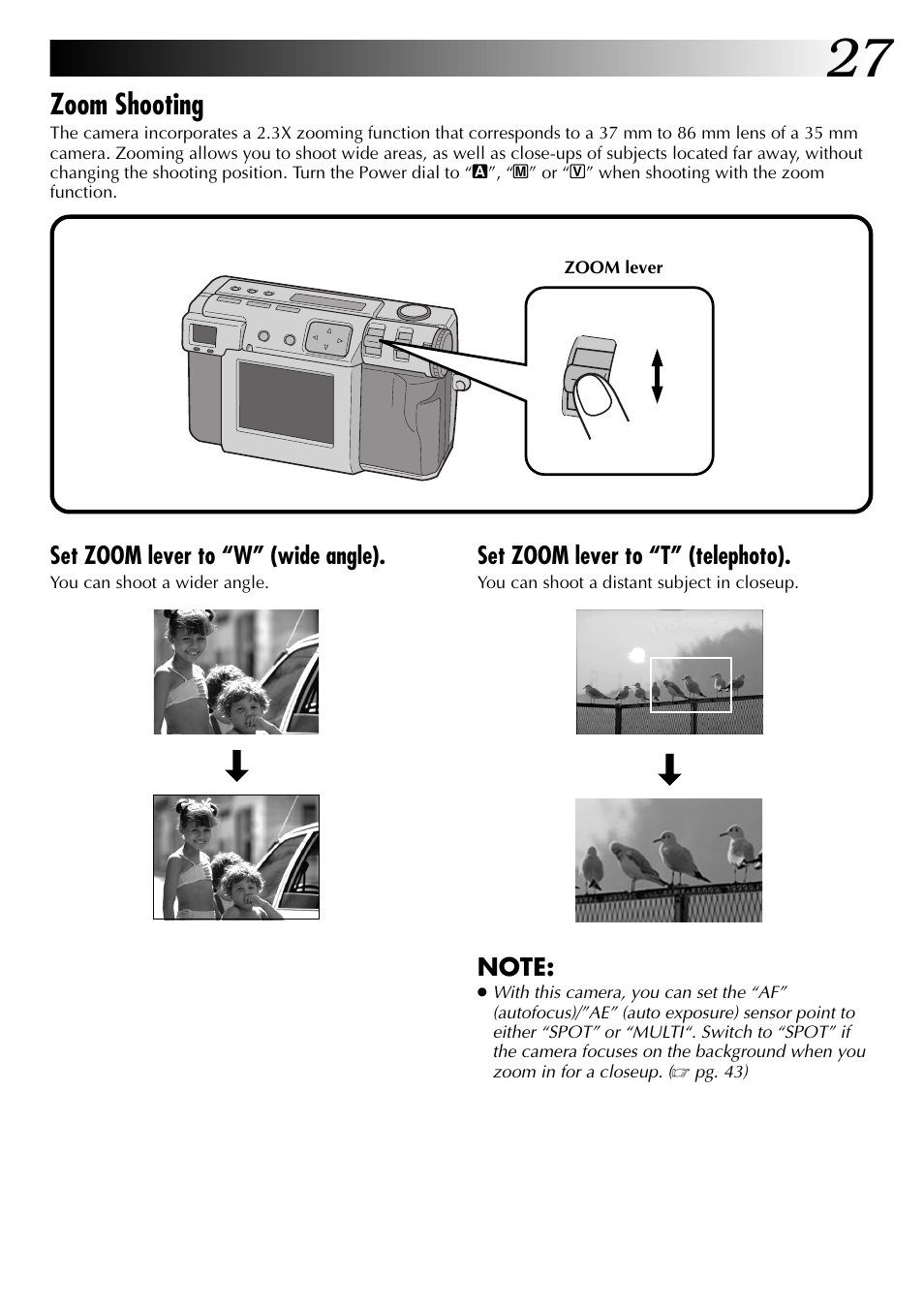 Zoom shooting | JVC GC X 1 User Manual | Page 27 / 92