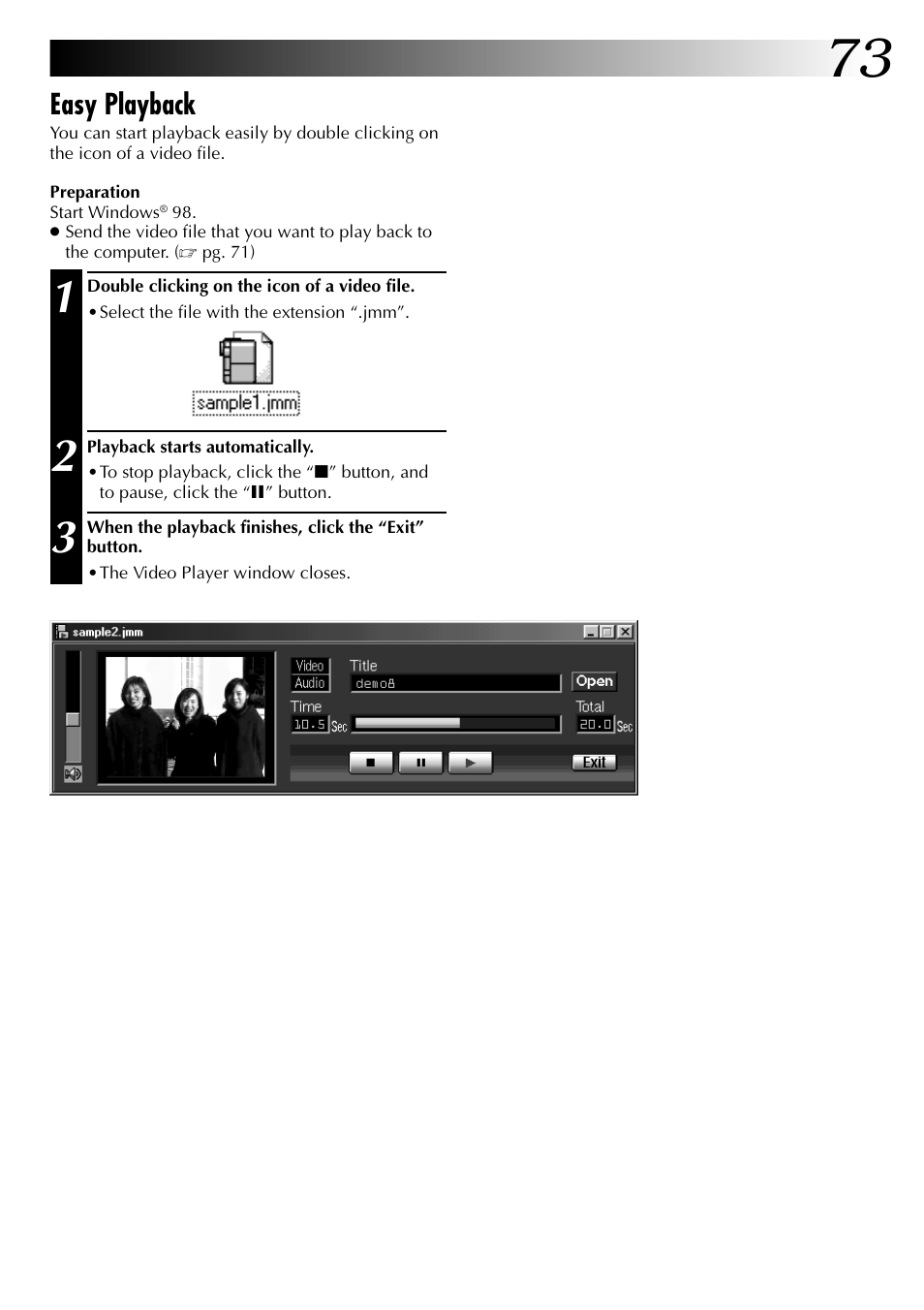 Easy playback | JVC GC X 1 User Manual | Page 73 / 92